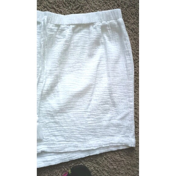 Japna Sleep Shorts Size XL Cotton White Drawstring Crinkled Sleepwear Coastal - Picture 4 of 4